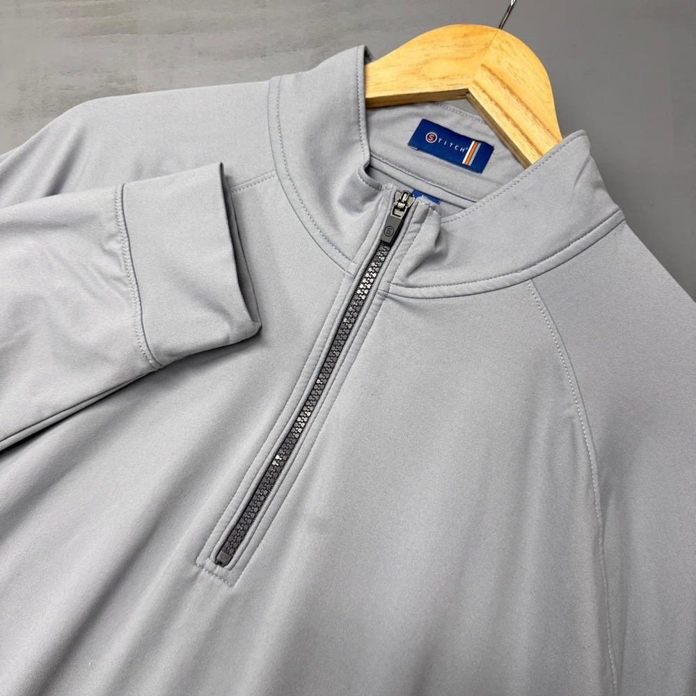 Stitch Quarter Zip Pullover‎ Gray Performance Golf Mock Neck XL